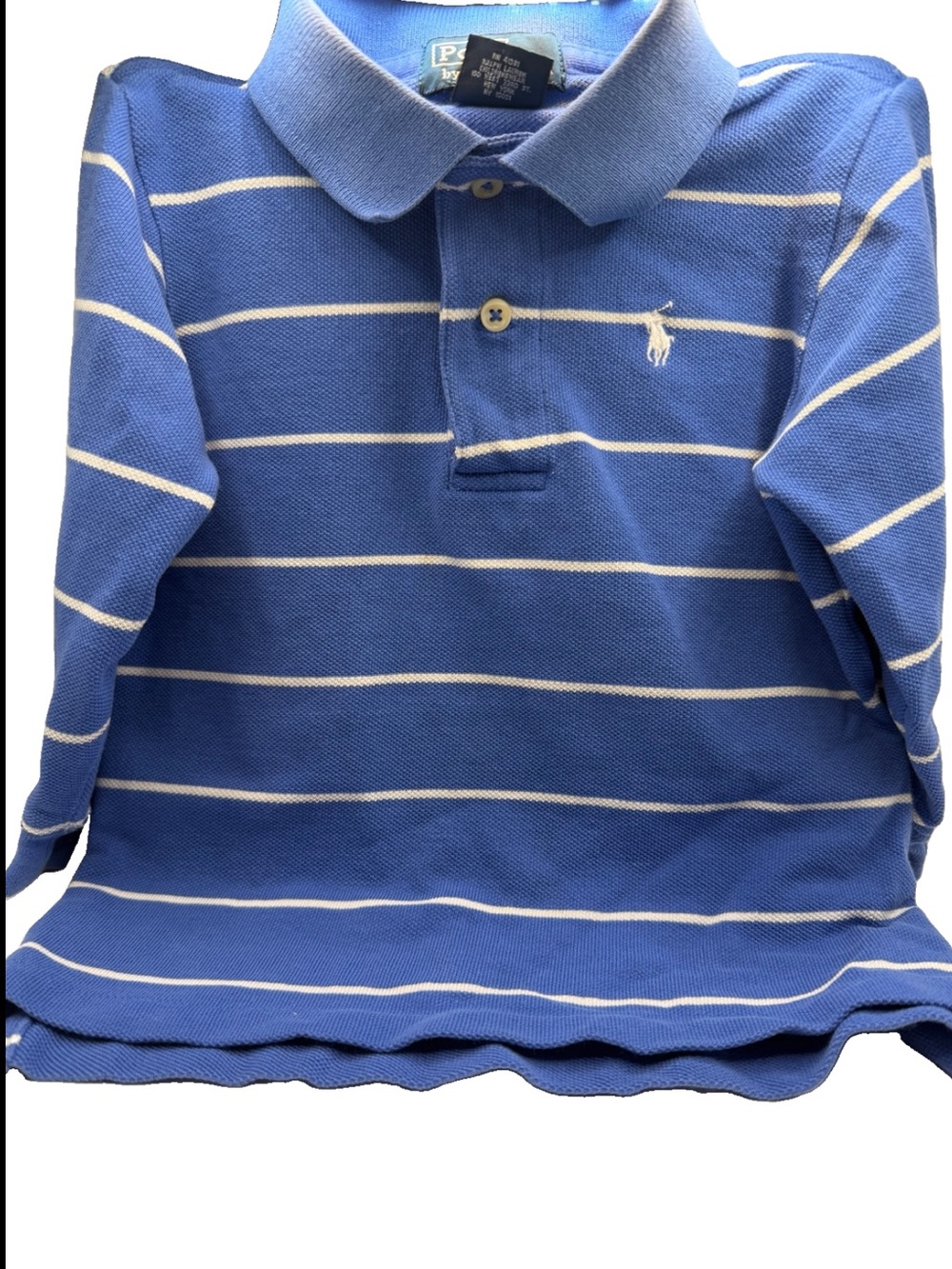 Polo Ralph Lauren Baby Boy 24 Months Longsleeve Shirt Stripe Collar Knit Blue